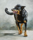 Ein Hunde-Porträt: Ölfarbe auf Leinwand 